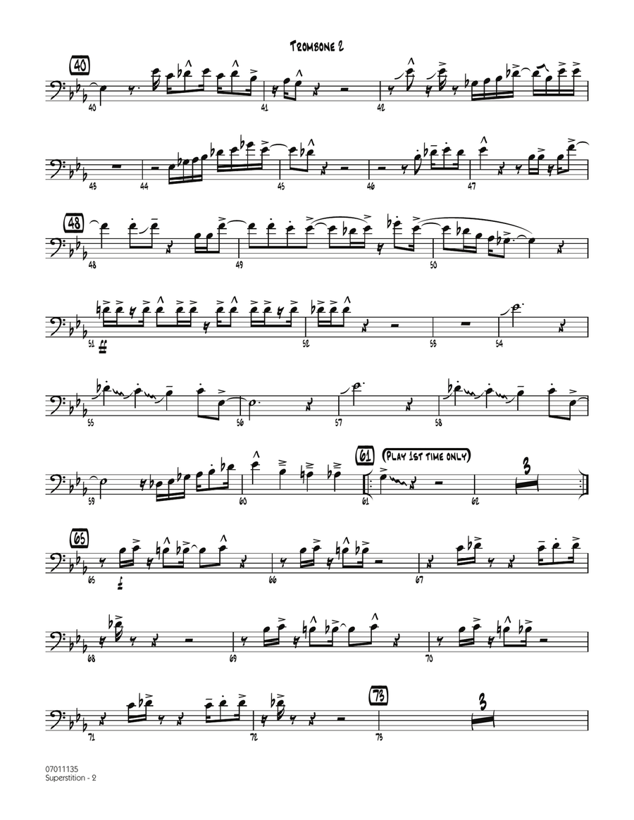 Superstition - Trombone 2 Jazz Ensemble scores gallery preview page 2