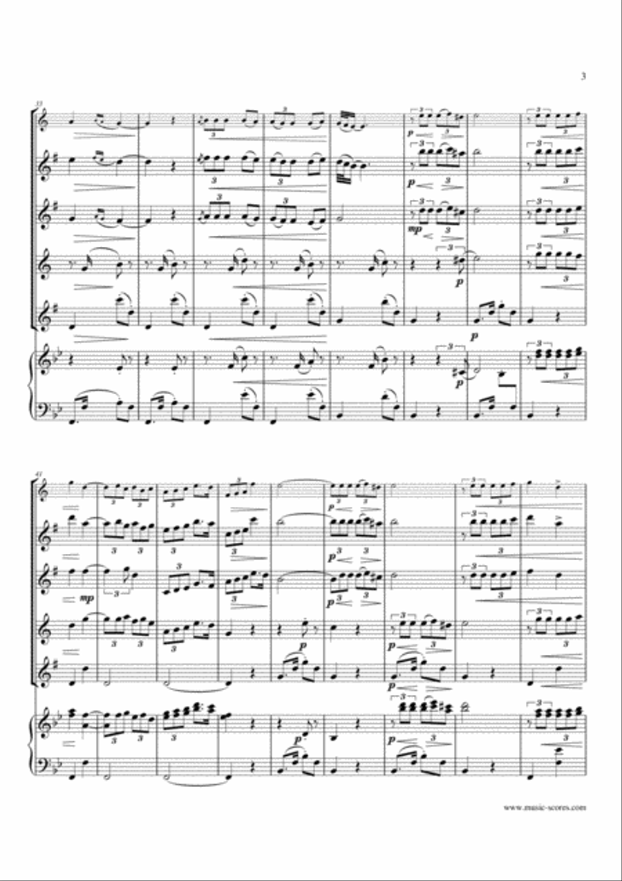 La Paloma - Soprano and Alto Saxes (or 2 Altos), Tenor Sax, Baritone Sax and Piano Woodwind Ensemble scores gallery preview page 3
