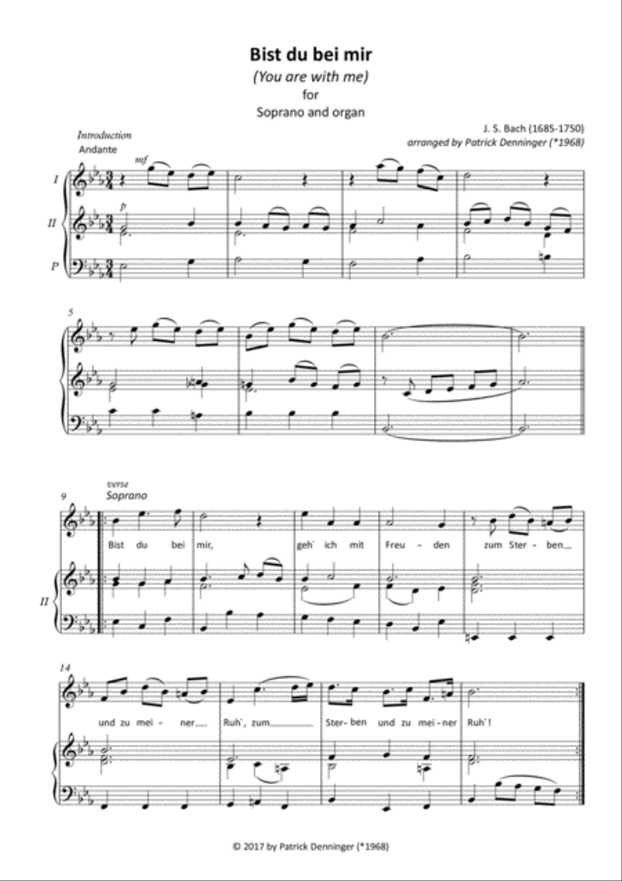 Bist du bei mir für Sopran und Orgel Soprano Voice scores gallery preview page 1
