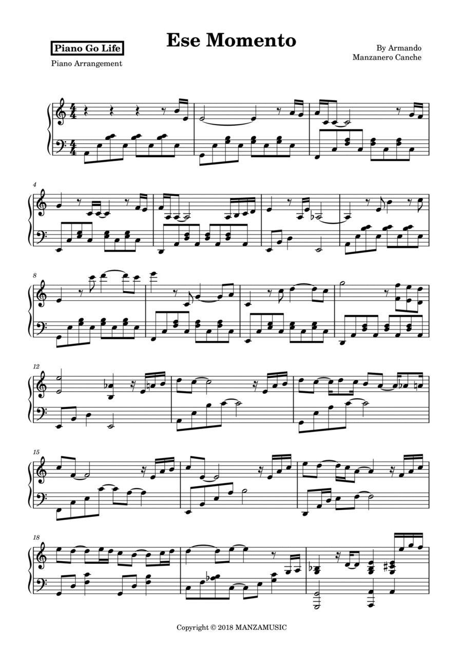 Ese Momento Ese Momento Piano Solo scores gallery preview page 1