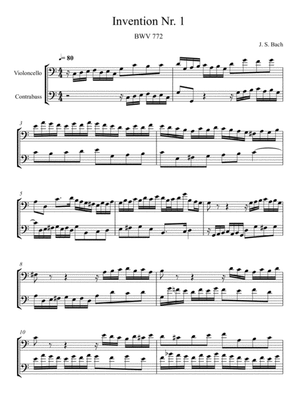 Book cover for Johann Sebastian Bach - Invention No.1 (Violoncello and Contrabass duet)