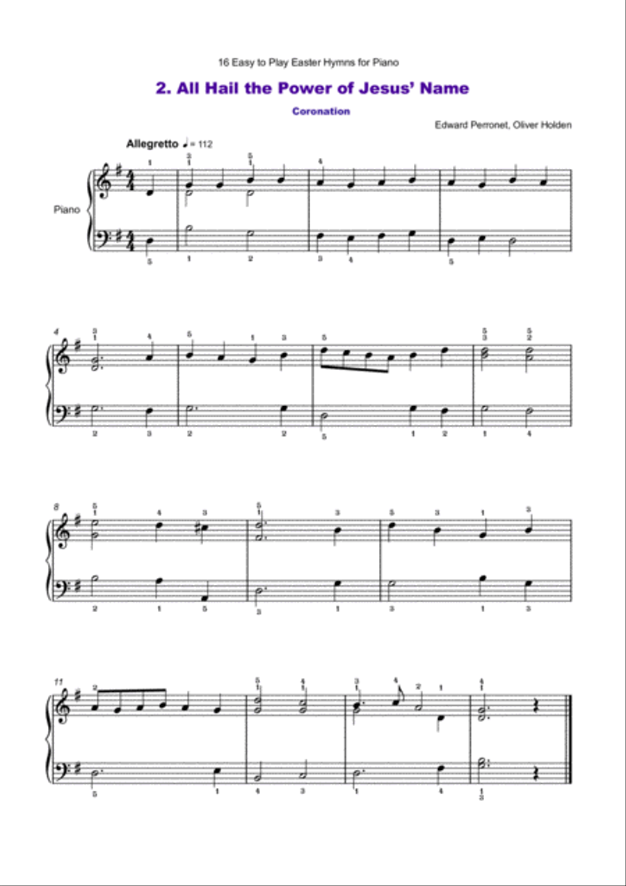 16 Easy to Play Easter Hymns for Piano Piano Solo scores gallery preview page 3