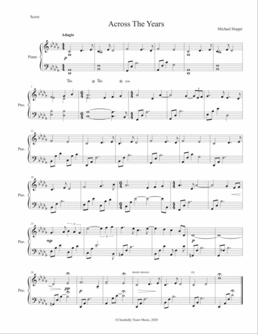 Across The Years Easy Piano scores gallery preview page 1
