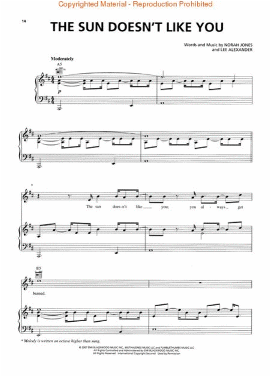 Norah Jones - Not Too Late Piano, Vocal, Guitar scores gallery preview page 4