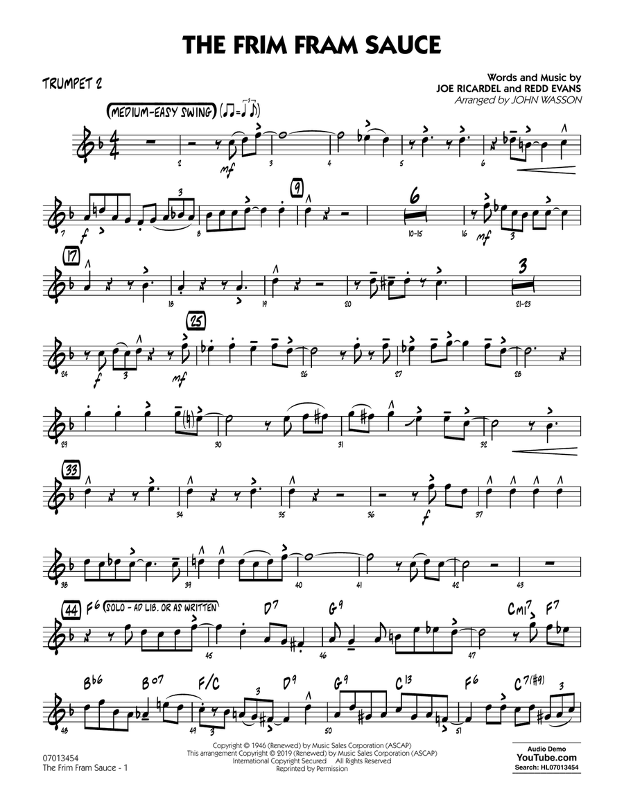 The Frim Fram Sauce (arr. John Wasson) - Trumpet 2 Jazz Ensemble scores gallery preview page 1