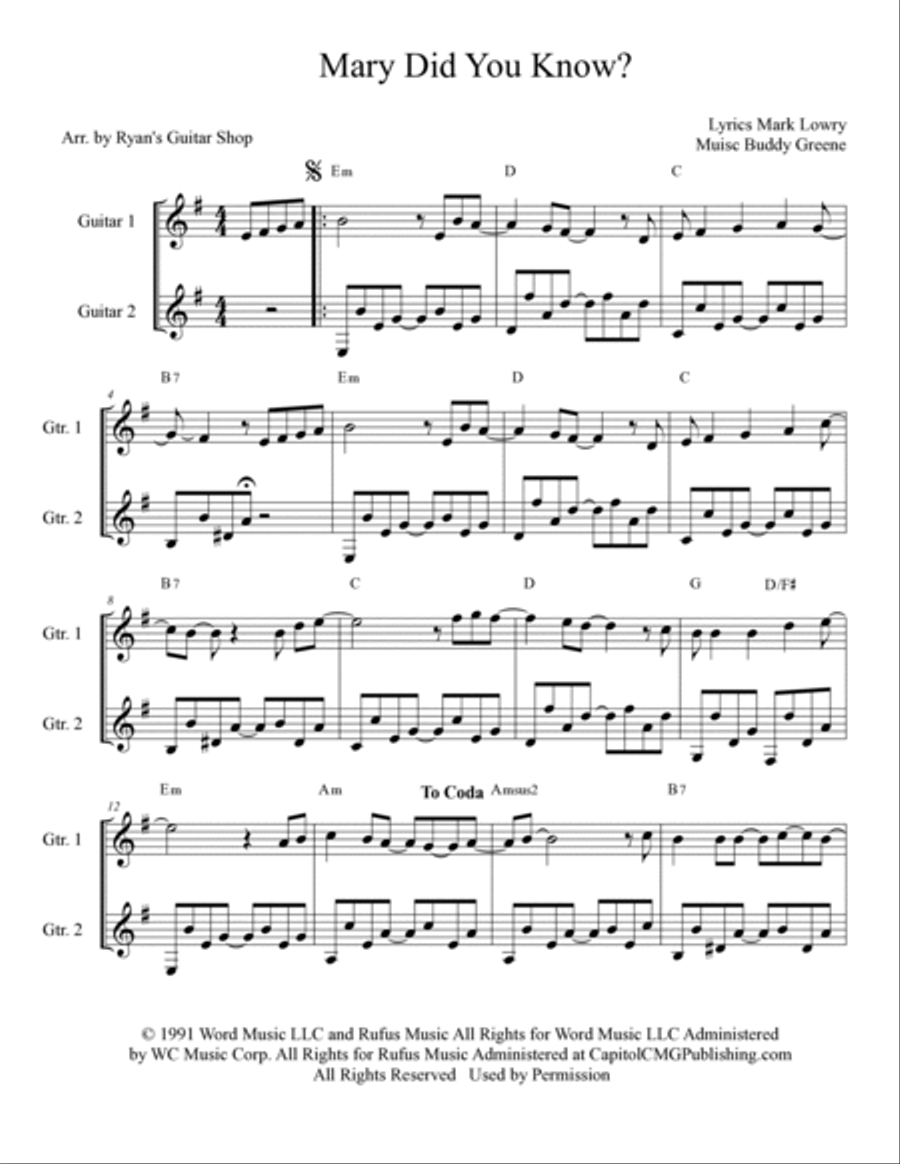 Mary, Did You Know? Acoustic Guitar scores gallery preview page 2