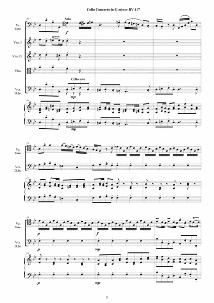 Vivaldi - Cello Concerto in G minor RV 417 for Cello, Strings and Cembalo image number null