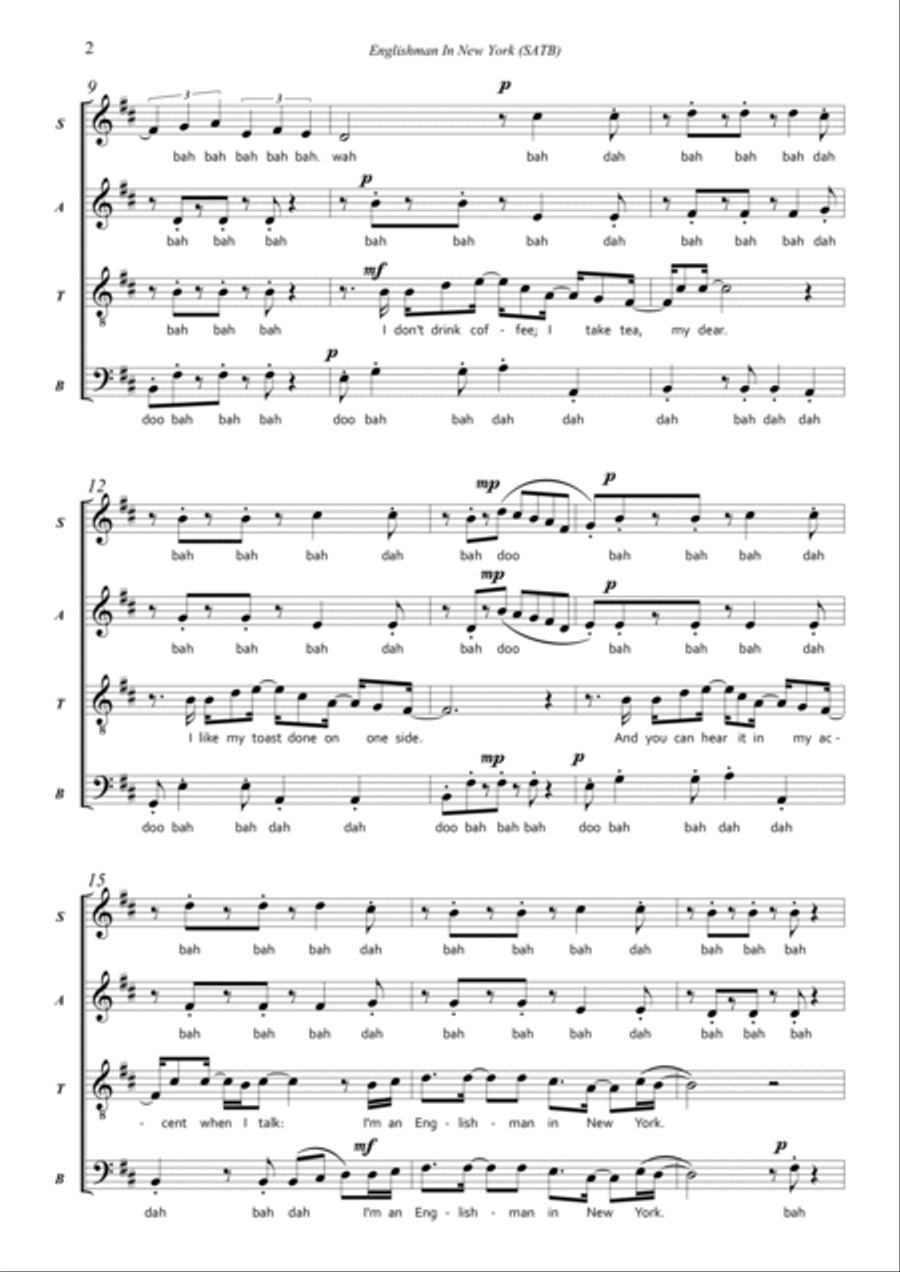 Englishman In New York 4-Part scores gallery preview page 2