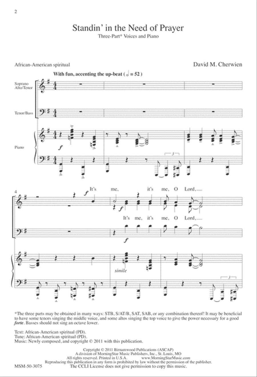 Standin' in the Need of Prayer STB scores gallery preview page 2