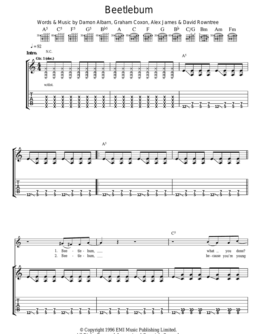 Beetlebum Beetlebum Acoustic Guitar scores gallery preview page 1
