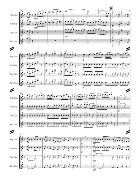 Mozart - Serenade in G, 'Eine kleine Nachtmusik' (for Saxophone Quartet SATB) image number null