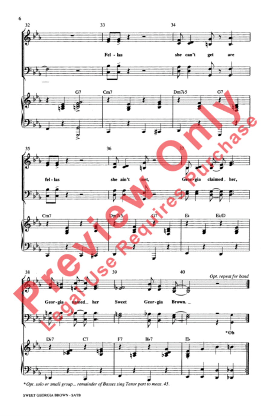 Sweet Georgia Brown Sweet Georgia Brown 4-Part scores gallery preview page 6