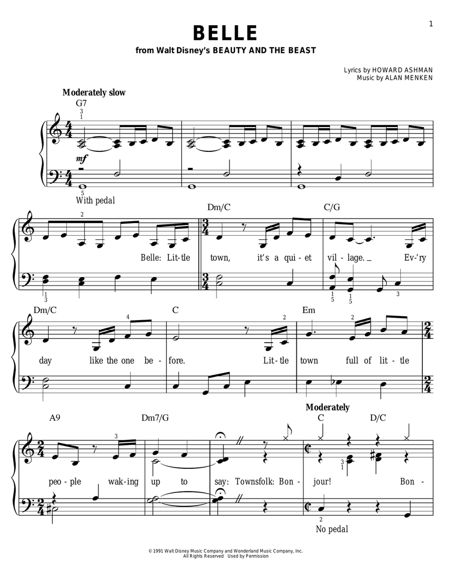 Belle (from Beauty And The Beast) Easy Piano scores gallery preview page 1