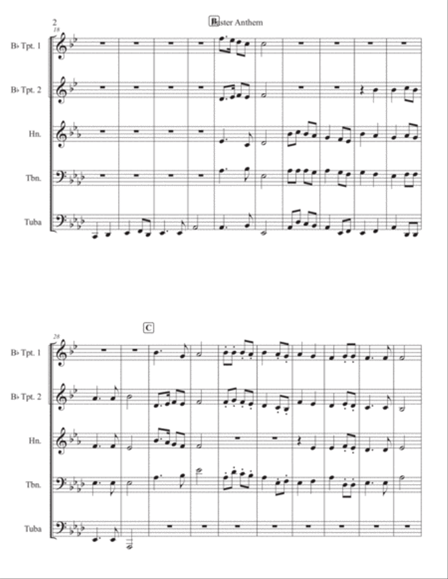 Easter Anthem Brass Quintet scores gallery preview page 2