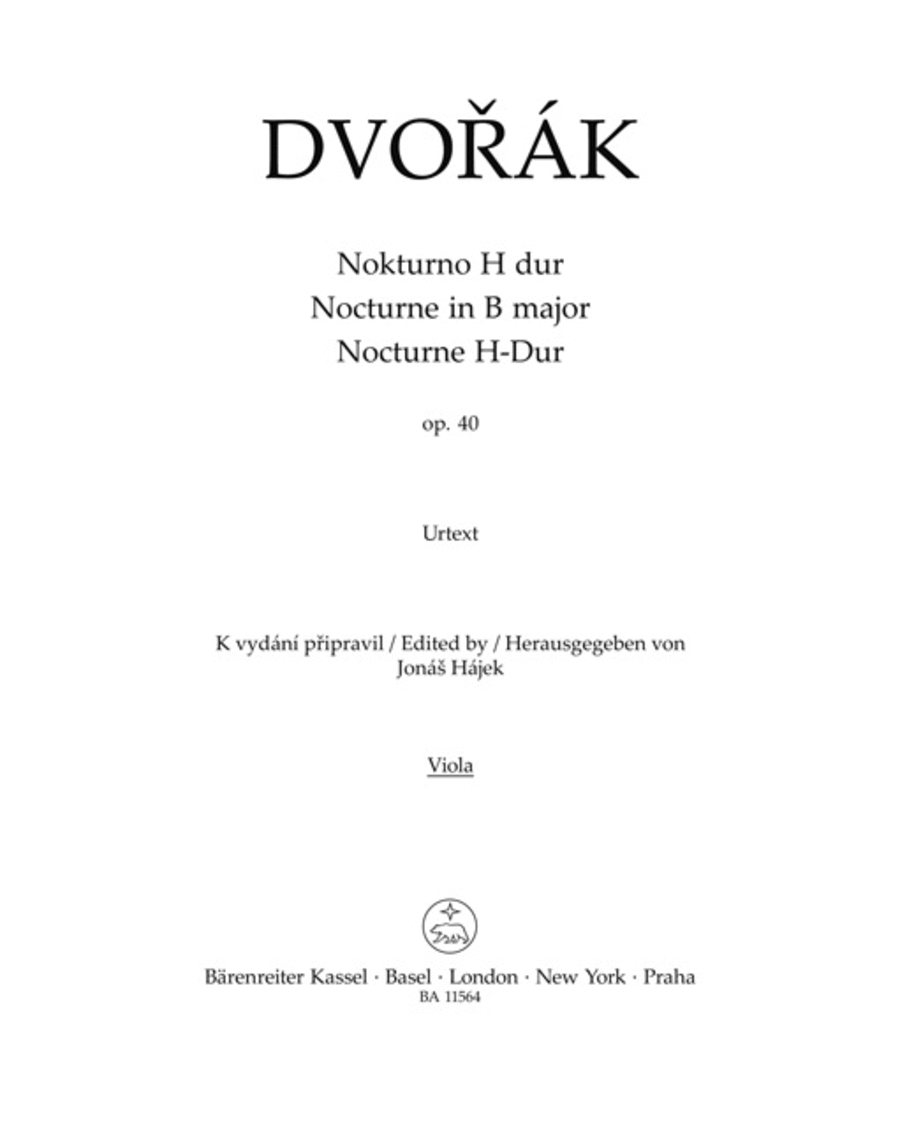 Book cover for Nocturne for String Orchestra in B major, op. 40