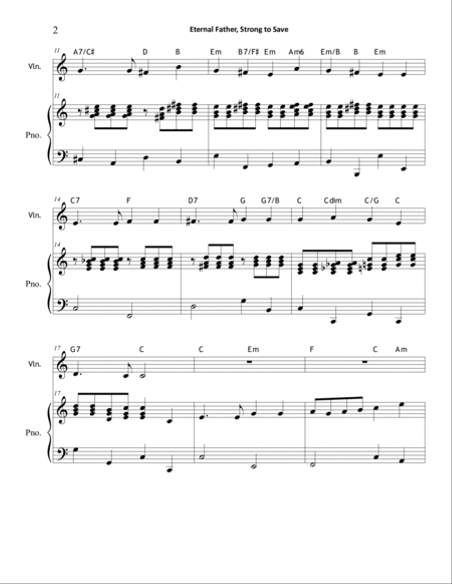Eternal Father, Strong to Save (Violin & Piano) Viola scores gallery preview page 2