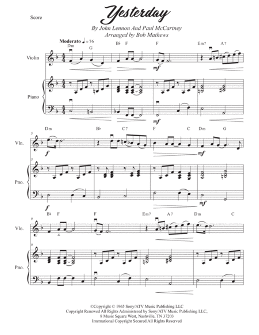 Yesterday String Duet scores gallery preview page 3