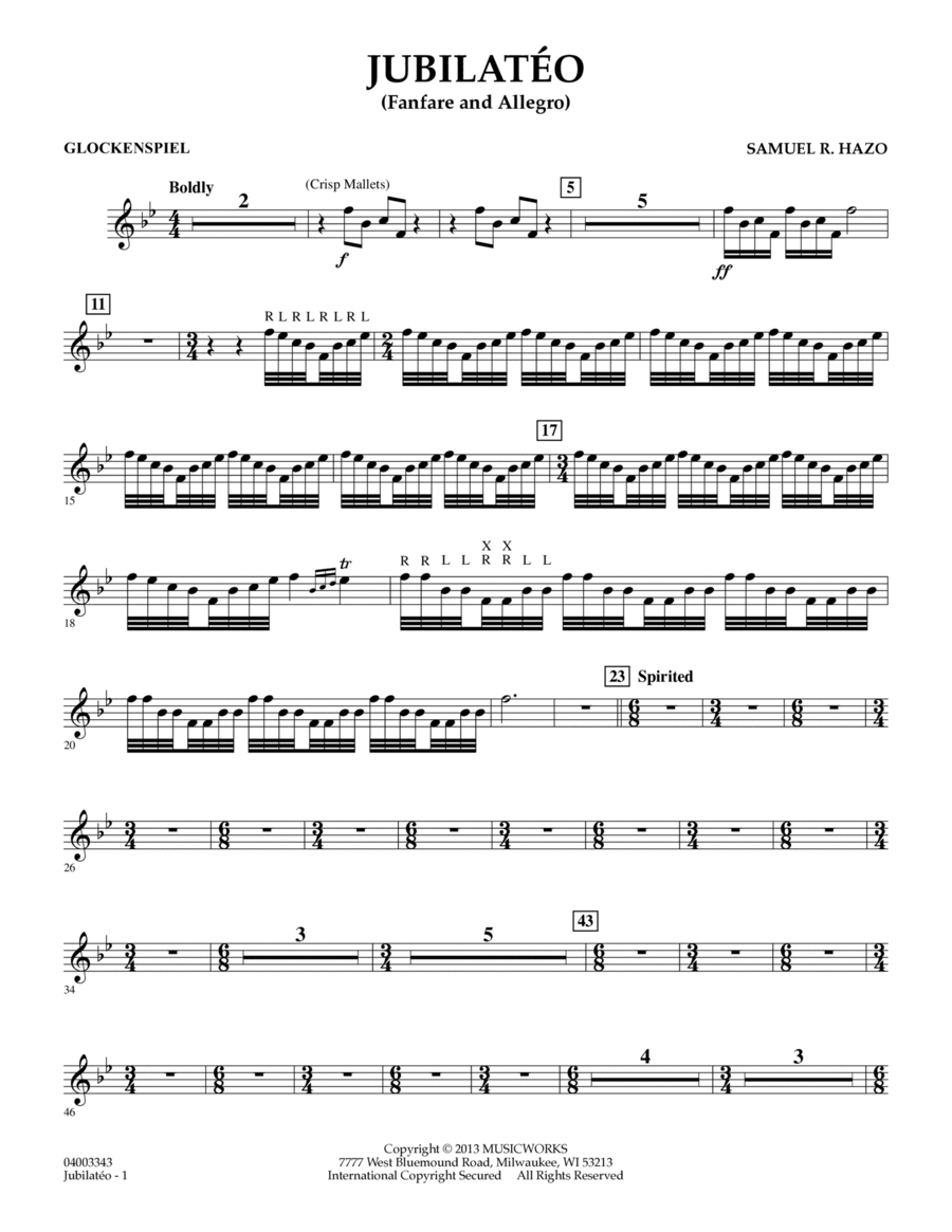 Jubilateo - Glockenspiel Jubilateo - Glockenspiel Concert Band scores gallery preview page 1