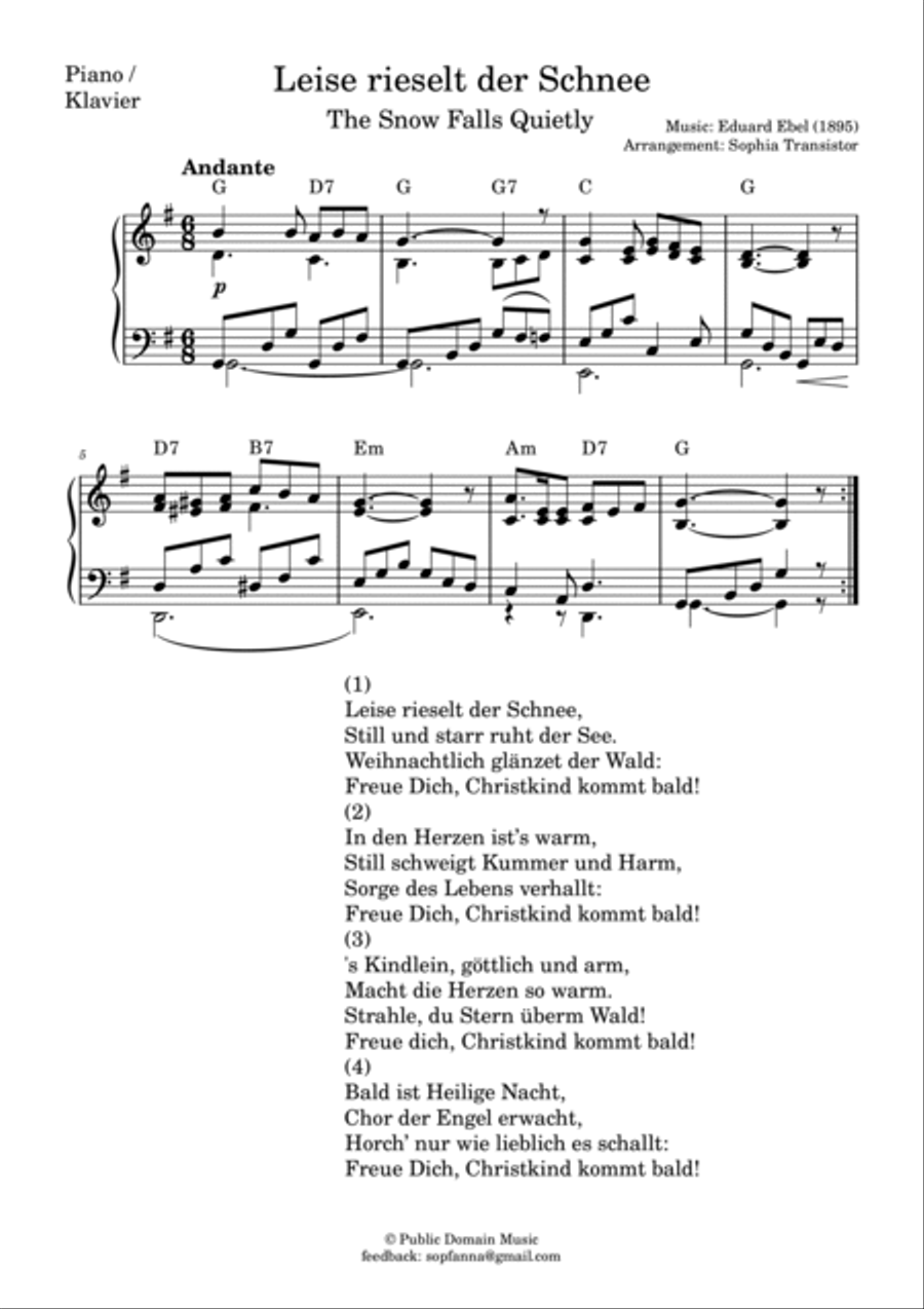 Leise rieselt der Schnee (The Snow Falls Quietly) for family band 4-Part scores gallery preview page 2
