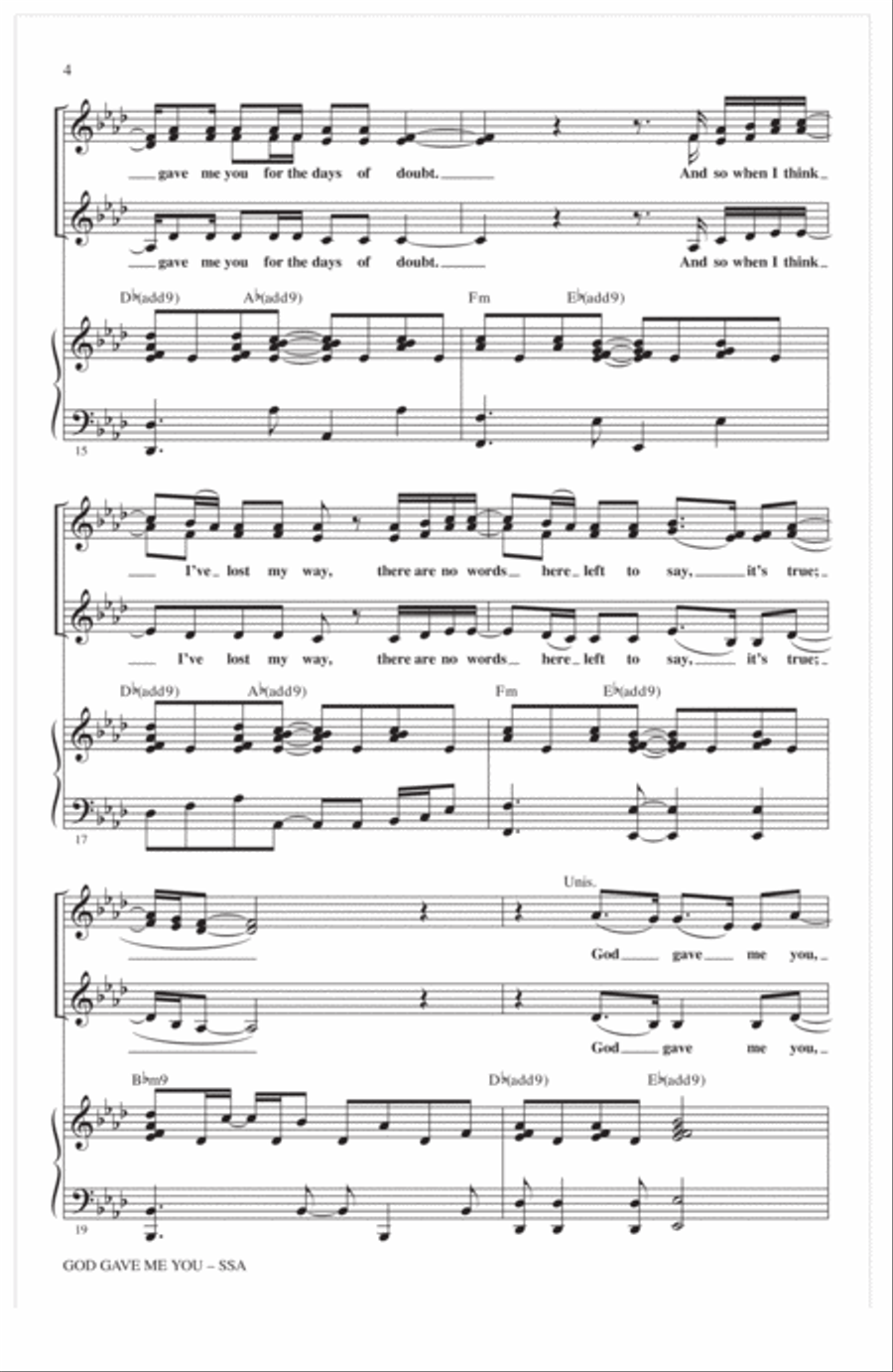 God Gave Me You (arr. Alan Billingsley) SSA scores gallery preview page 3