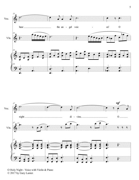 O HOLY NIGHT (Voice Solo with Violin & Piano - Score & Parts included) image number null