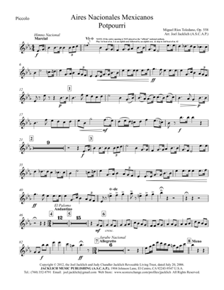Aires Nacionales Mexicanos, Op. 558 (Potpourri) - 8-1/2"x11" ORCHESTRAL PARTS ONLY