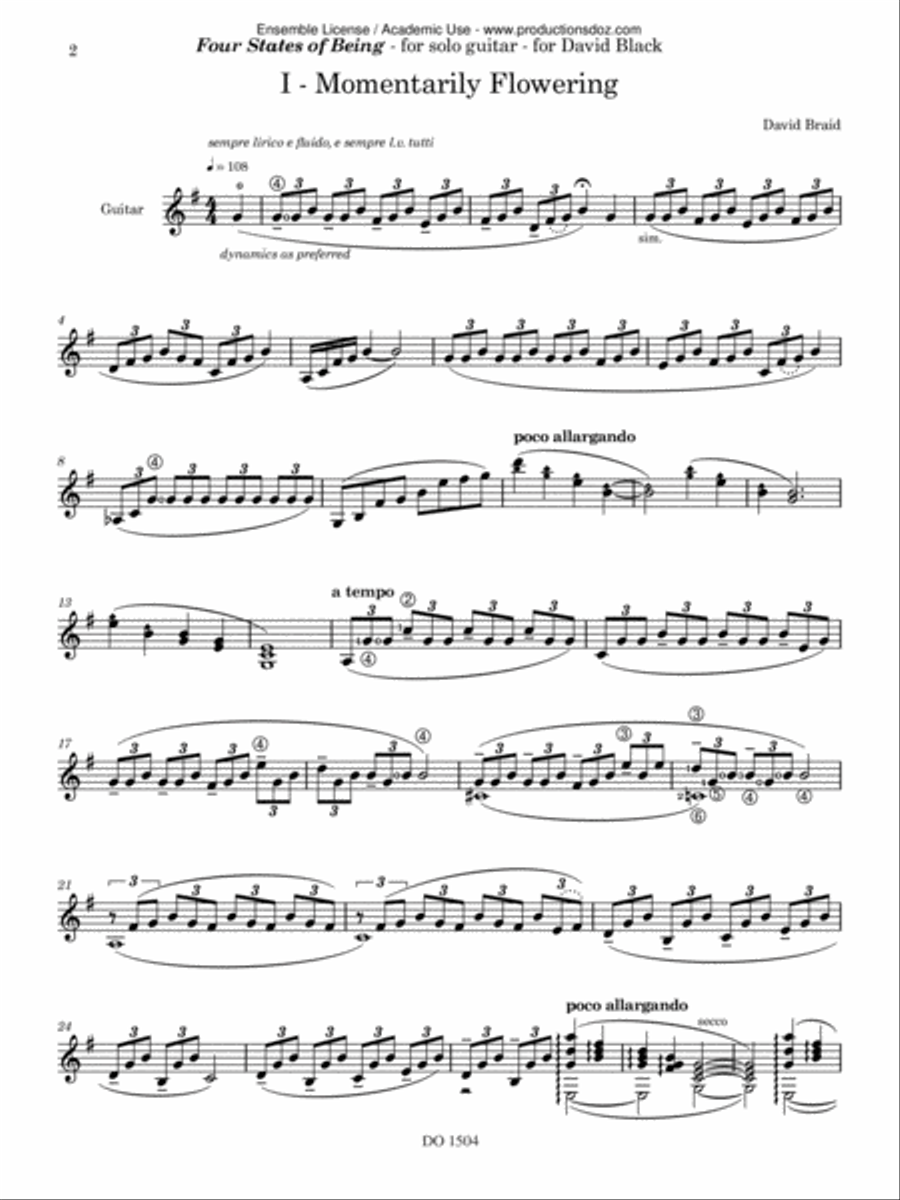 Four States of Being Classical Guitar scores gallery preview page 2