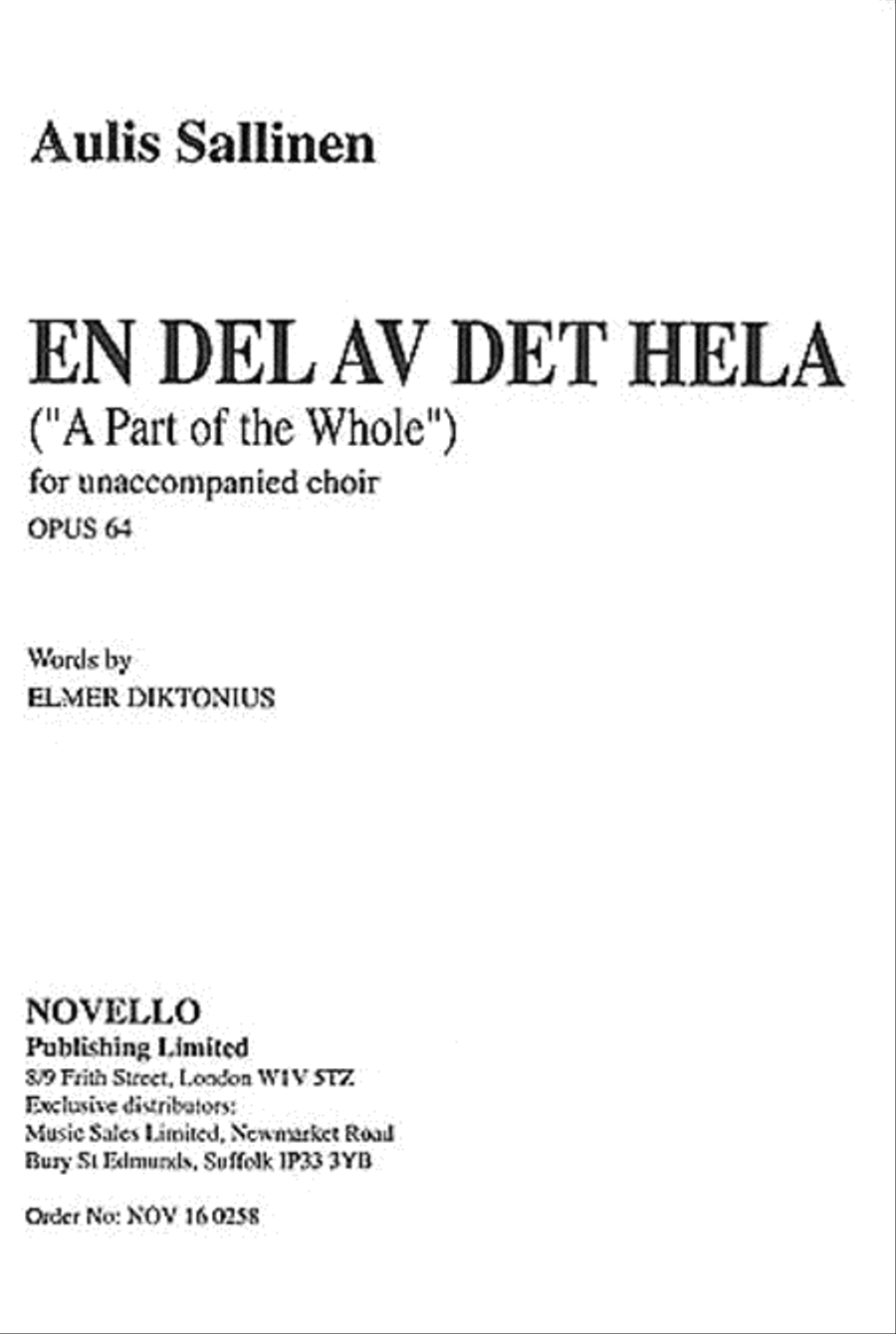 Aulis Sallinen: En Del Av Det Hela (A Part Of The Whole) Op.64 4-Part scores gallery preview page 1