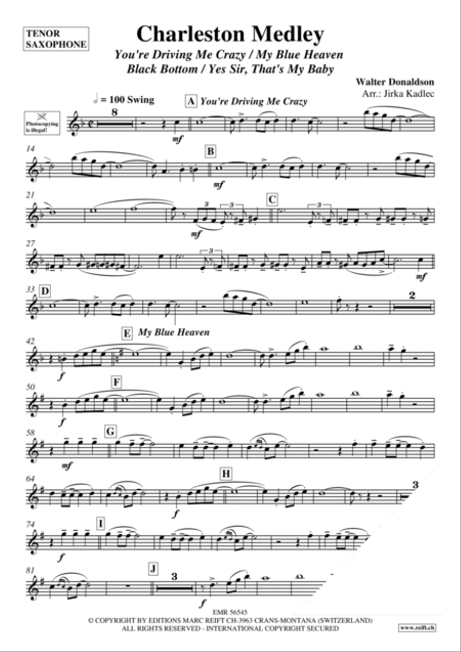 Charleston Medley Charleston Medley Tenor Saxophone scores gallery preview page 3