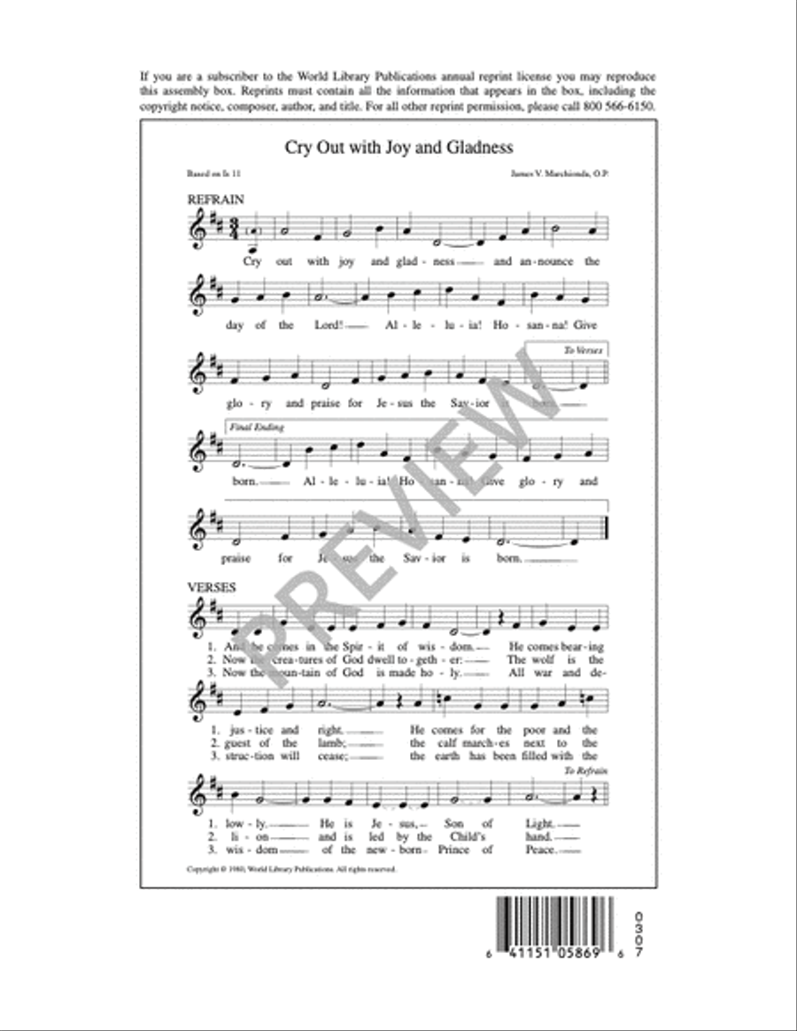 Proclaim the Joyful Message / Cry Out With Joy and Gladness 4-Part scores gallery preview page 5