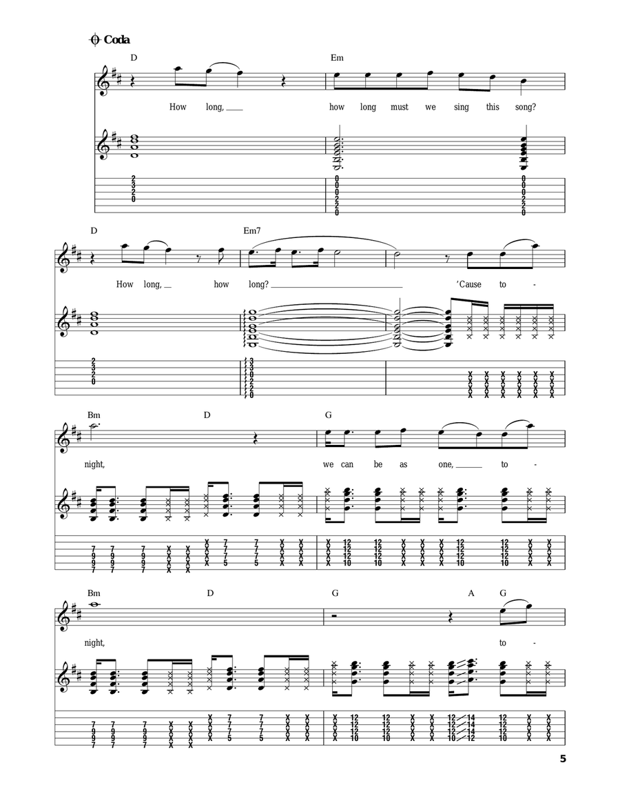 Sunday Bloody Sunday Acoustic Guitar scores gallery preview page 5