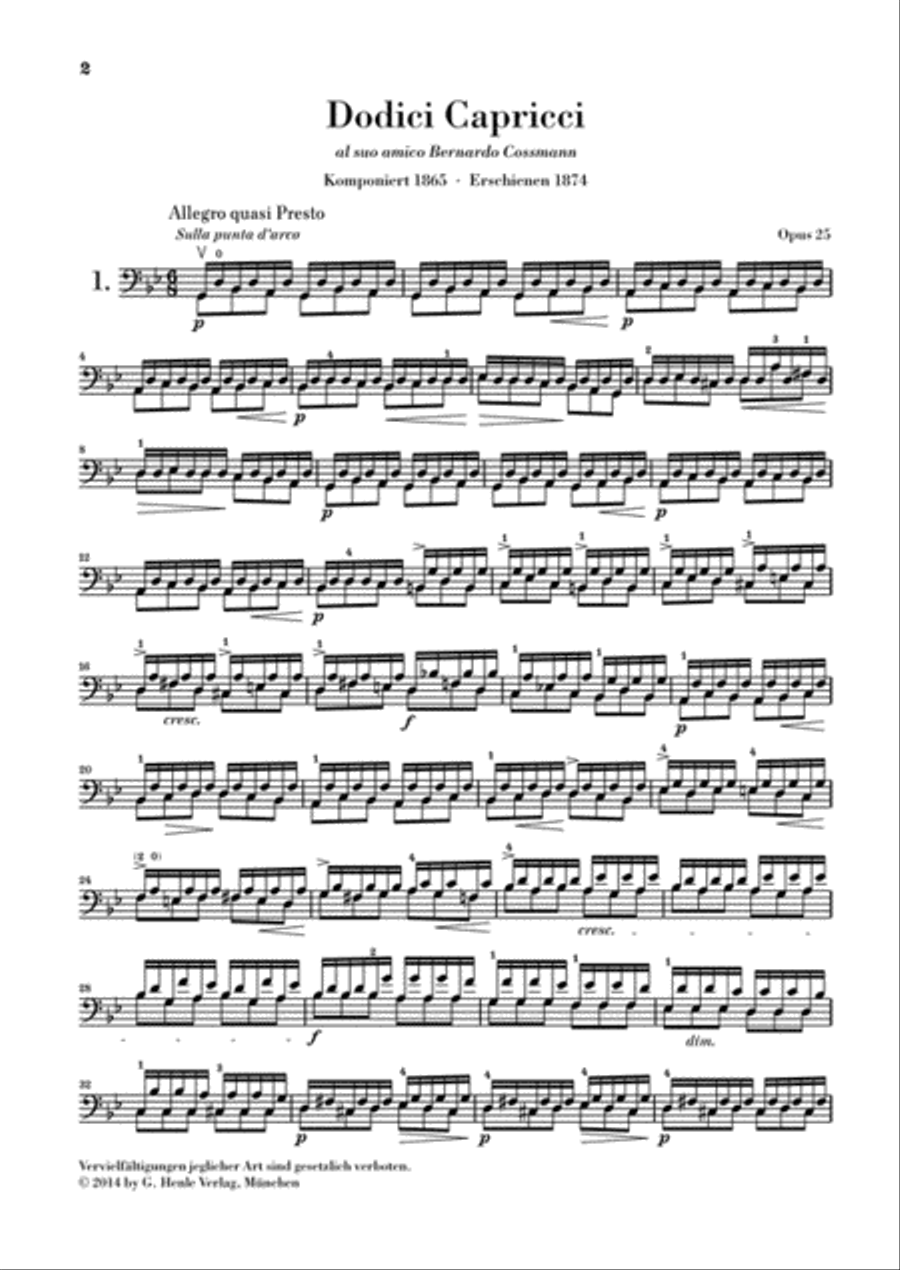 12 Capricci Op. 25 for Violoncello Solo Cello Solo scores gallery preview page 3