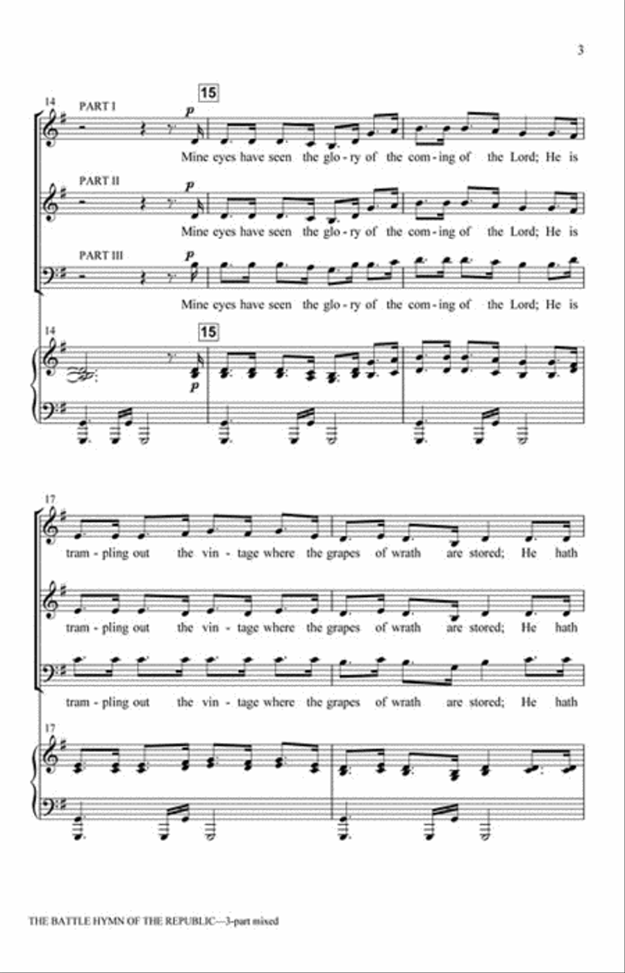 The Battle Hymn of the Republic 3-Part scores gallery preview page 3