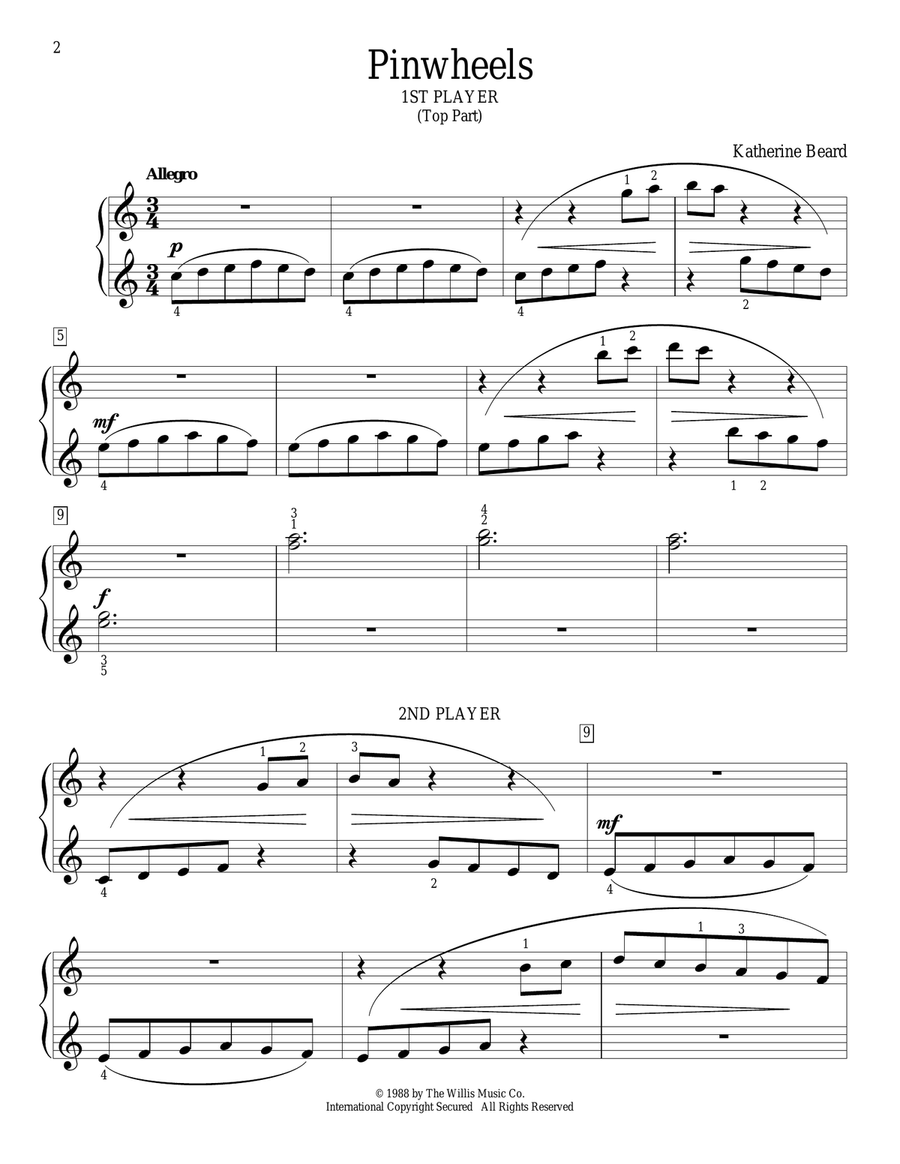 Pinwheels Piano Duet scores gallery preview page 2