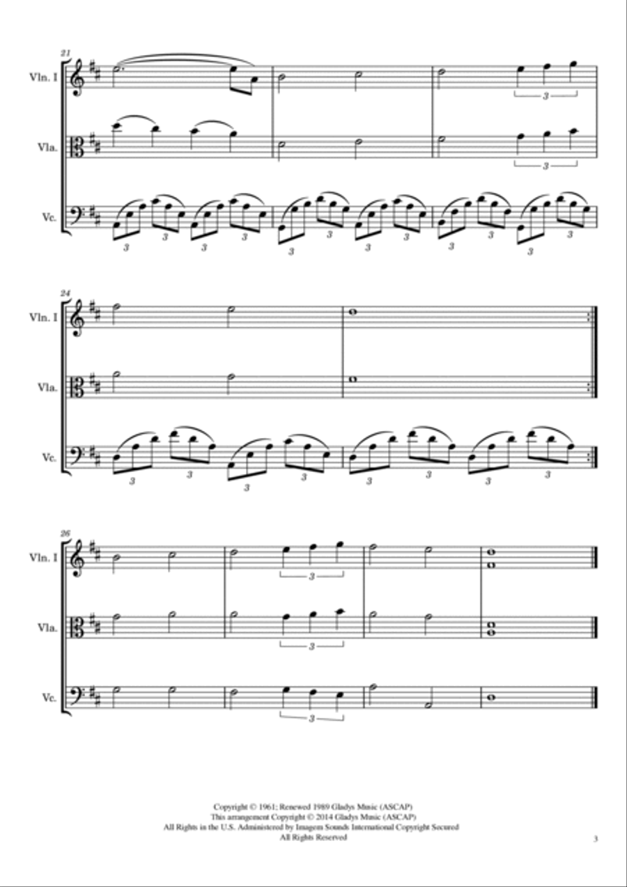 Can't Help Falling In Love String Trio scores gallery preview page 3