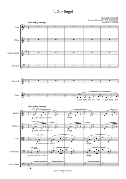 Wagner WESENDONCK LIEDER Chamber Orchestra FULL SCORE