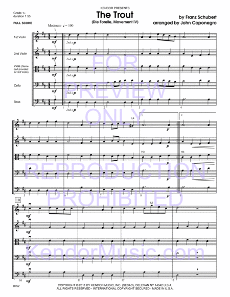 Trout, The (Die Forelle, Movement IV) (Full Score)