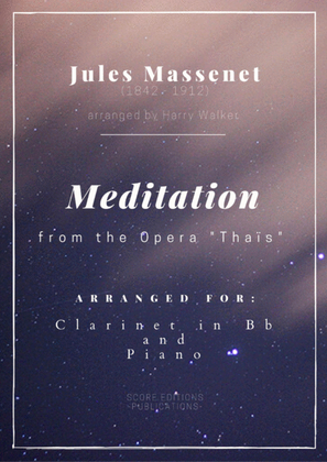 Book cover for Meditation from "Thais" (for Clarinet in Bb and Piano)