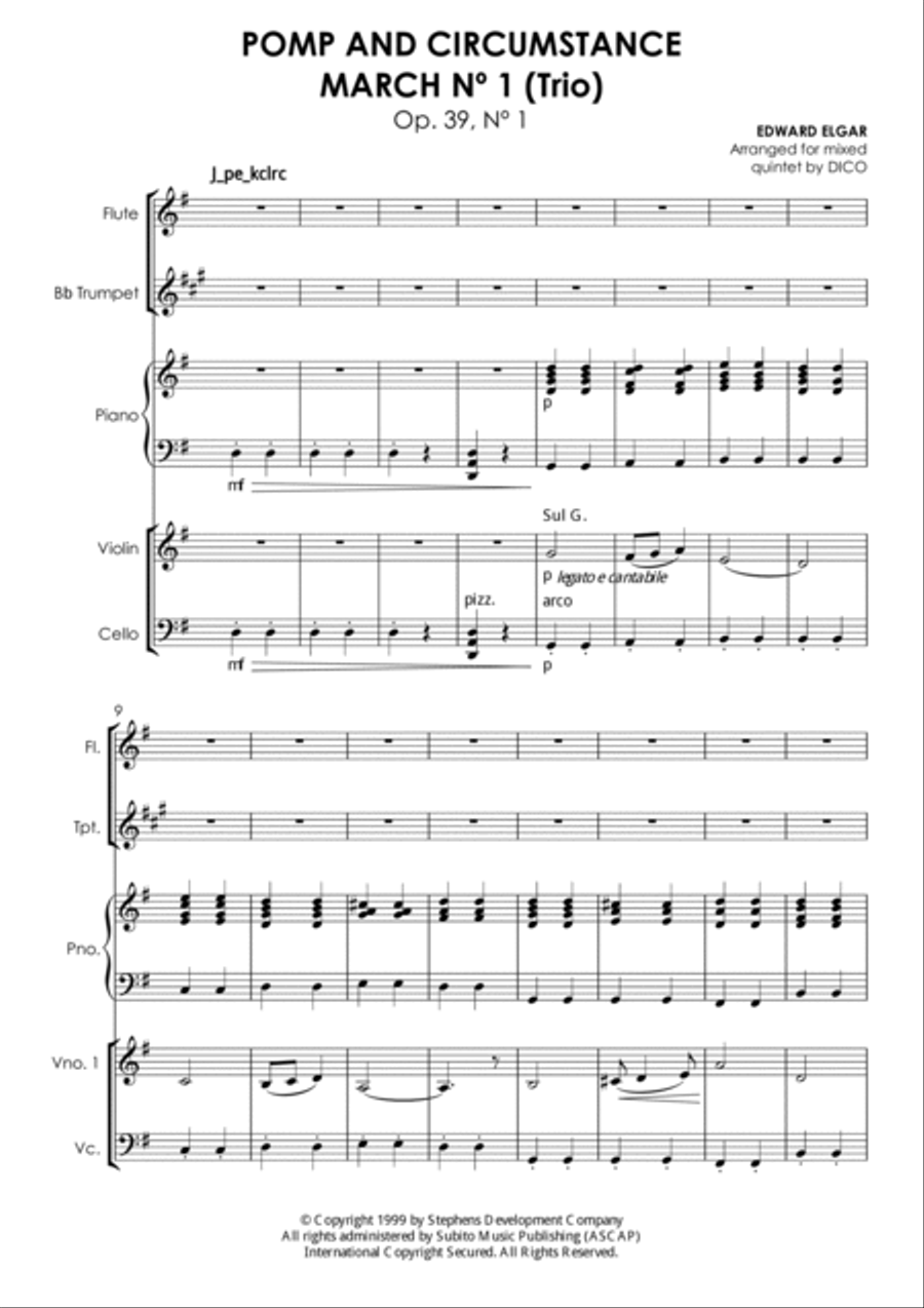 Pomp and Circumstance No. 1 (trio) - for flexible ensemble Small Ensemble scores gallery preview page 2