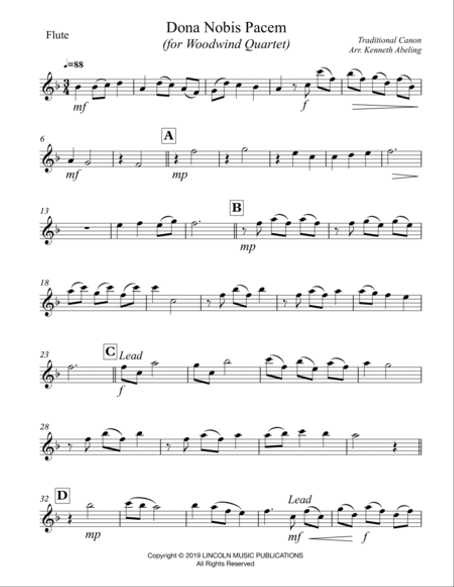 Dona Nobis Pacem (for Woodwind Quartet) Woodwind Quartet scores gallery preview page 5