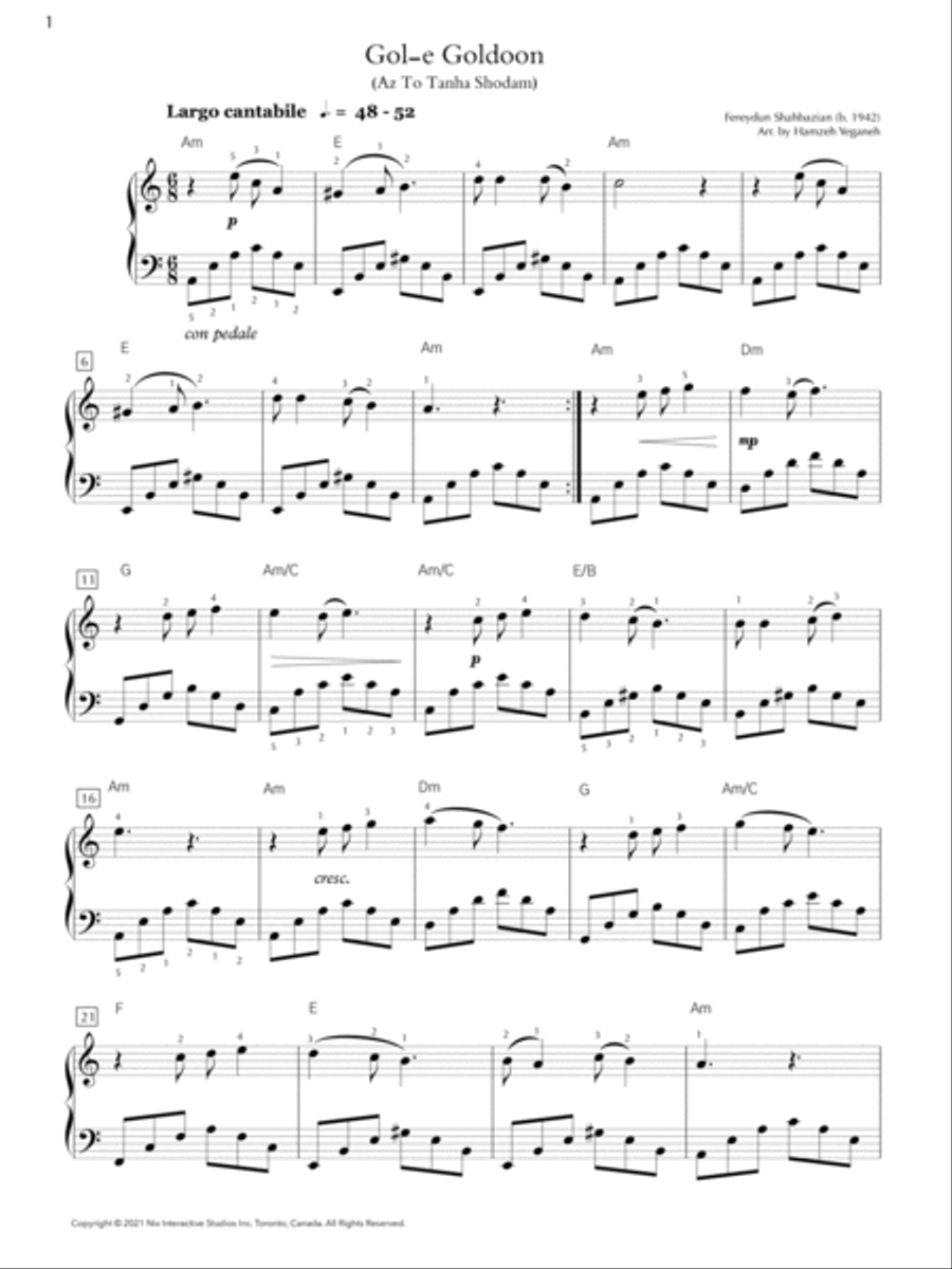 Gol-e Goldoon Easy Piano scores gallery preview page 2