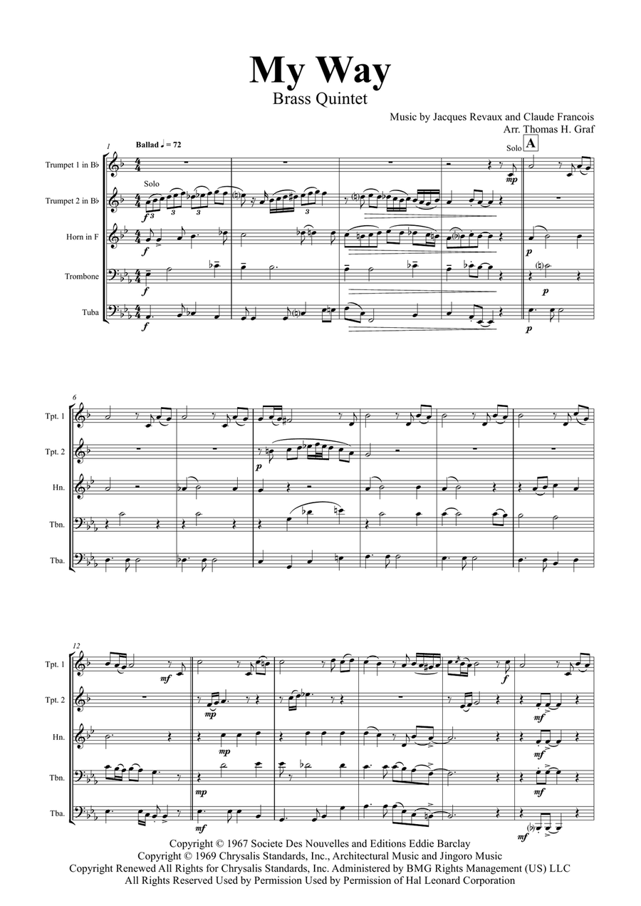 My Way Brass Ensemble scores gallery preview page 1