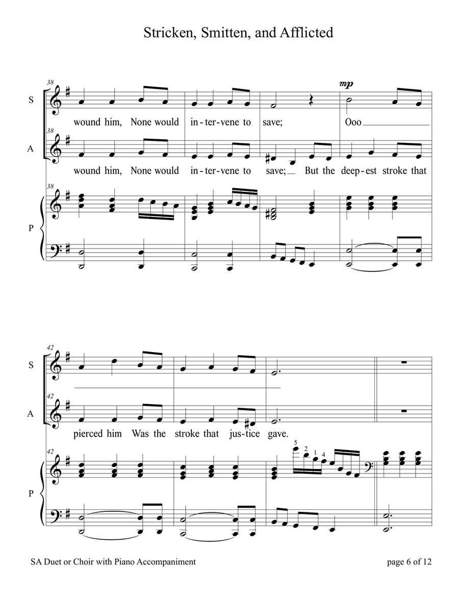 Stricken, Smitten, and Afflicted (for SA Choir with Piano accompaniment) SA scores gallery preview page 6