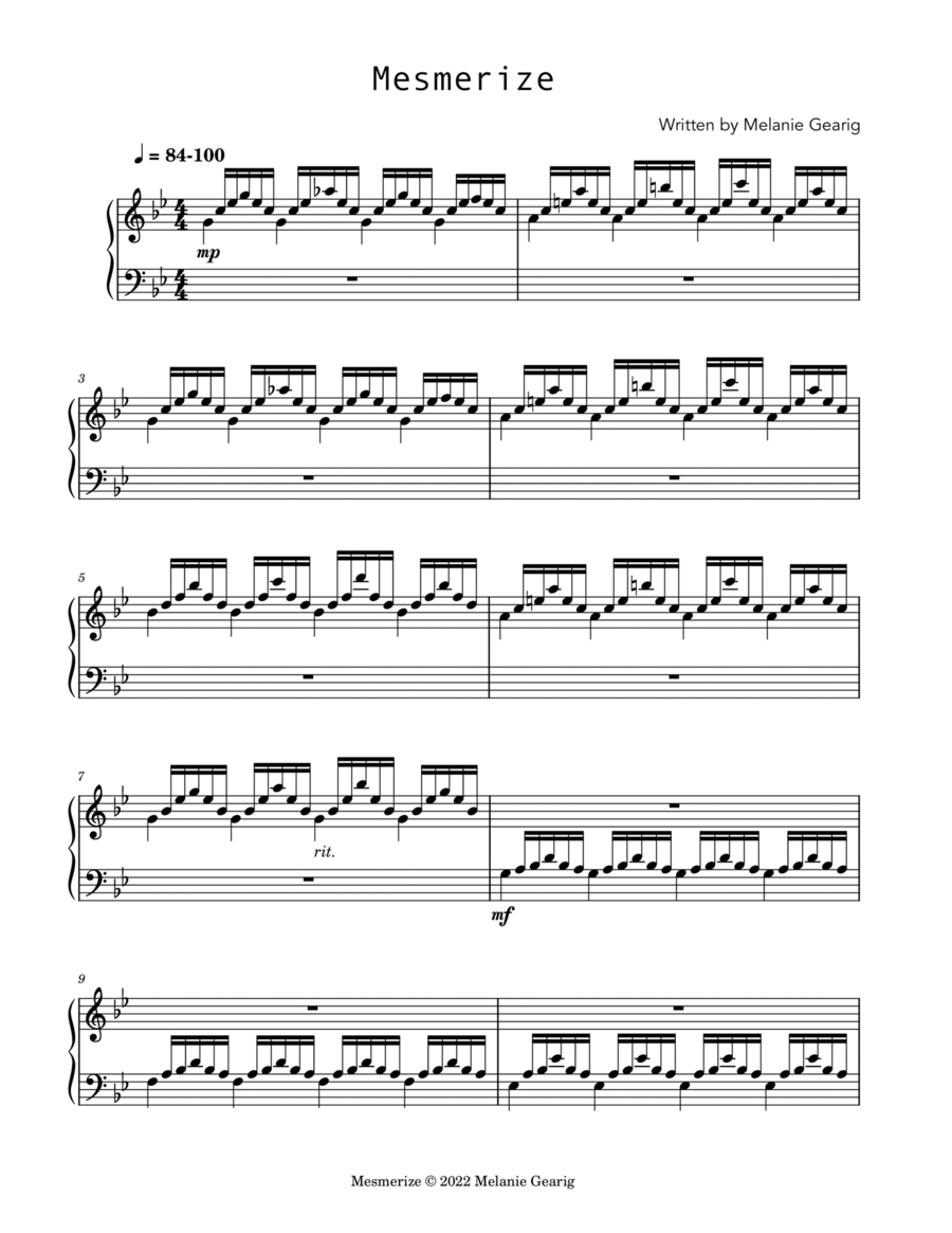 Mesmerize Piano Solo scores gallery preview page 1