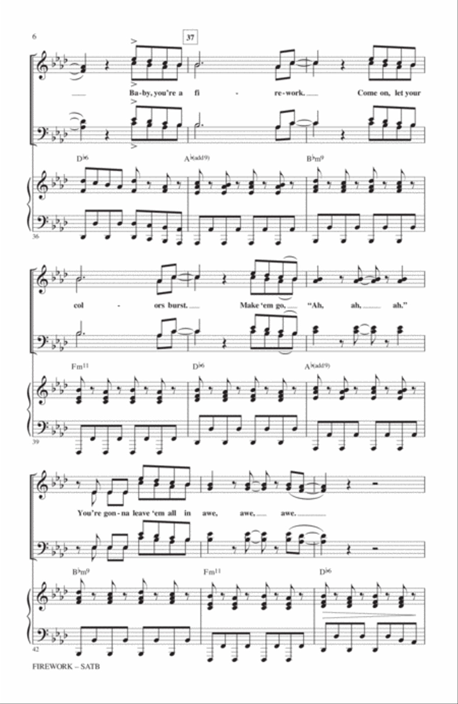 Firework (adapted by Mark Brymer) 4-Part scores gallery preview page 5