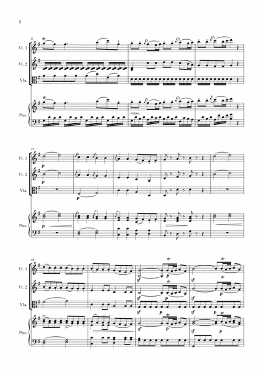Eine Kleine Nachtmusik for 2 Violins, Viola and Piano image number null