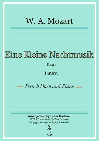 Eine Kleine Nachtmusik (1 mov.) - French Horn and Piano (Full Score and Parts) image number null