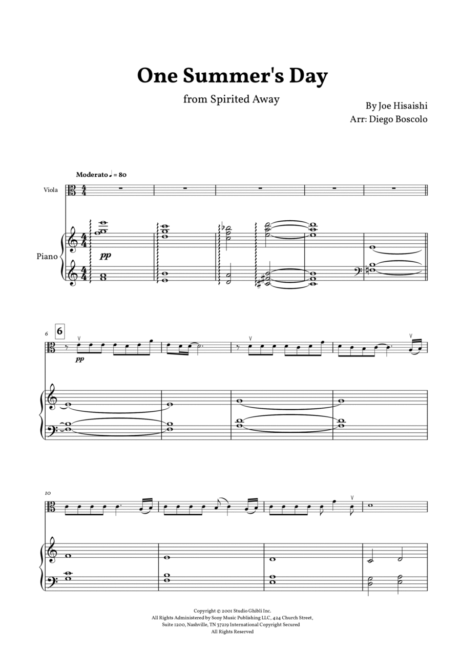 One Summer's Day Viola scores gallery preview page 1