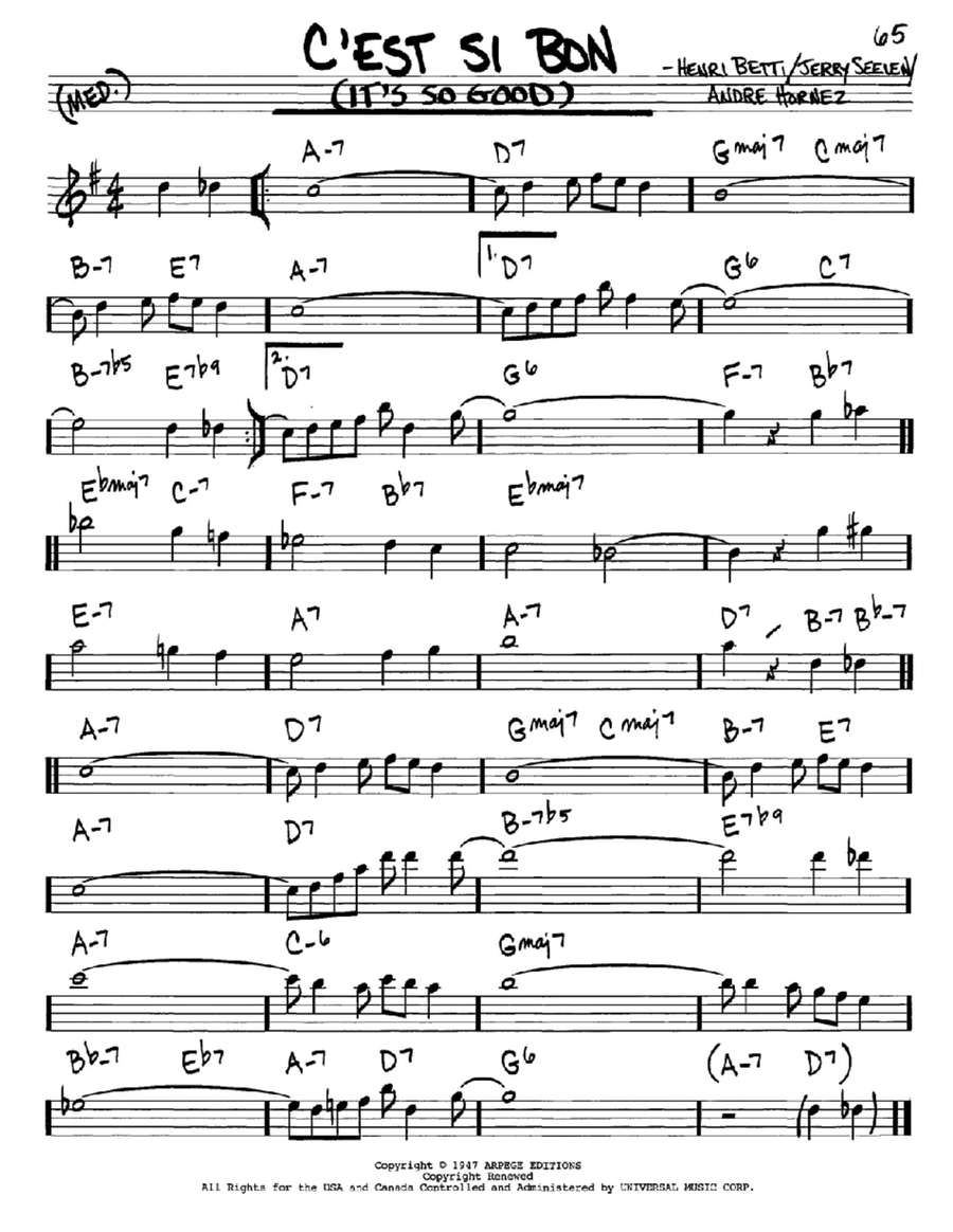 C'est Si Bon (It's So Good) Piano scores gallery preview page 1