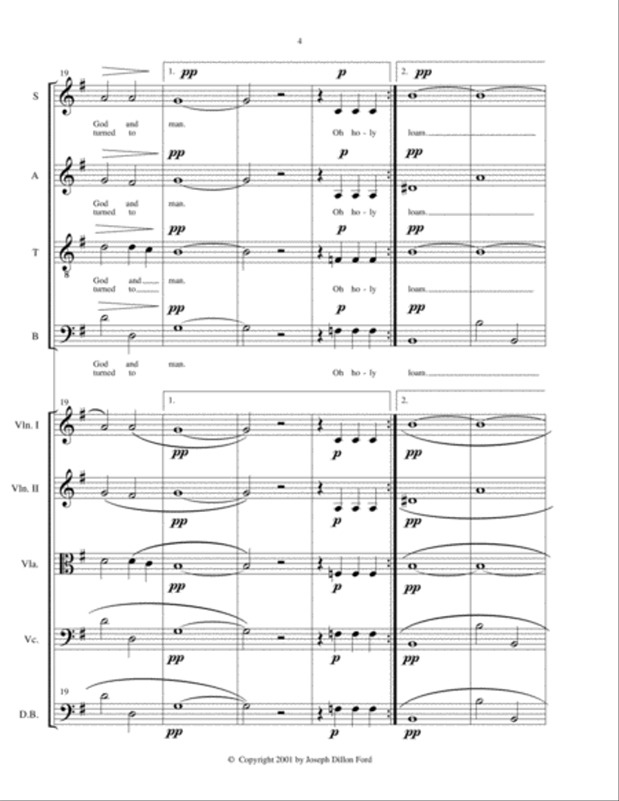 Celestial Light for choir (SATB) and strings or keyboard 4-Part scores gallery preview page 4